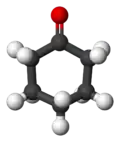 Ball-and-stick model of cyclohexanone