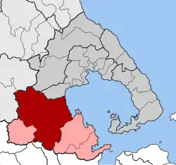 Almyros municipality (red and pink) and municipal unit (red)