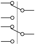 کلید،  دو پل / دو کاره(DPDT)
