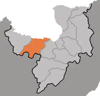 نقشه ریانگ‌گانگ که موقعیت شهرستان کیم جونگ‌سوک را نشان می‌دهد.