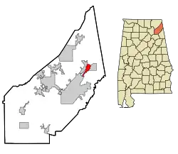 Location in شهرستان دیکلب، آلاباما and the state of آلاباما