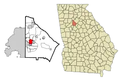 موقعیت در DeKalb County و ایالت جورجیا