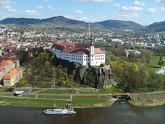 Děčín Castle as seen from the Shepherd's Cliff