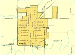 Detailed map of Lindsborg, Kansas