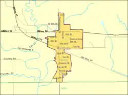 Detailed map of Strong City, Kansas