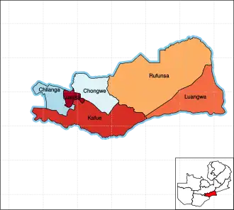موقعیت استان لوساکا در نقشه