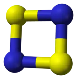 Spacefill model of disulfur dinitride