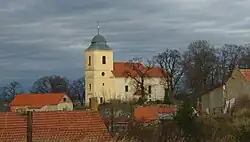 Church in Dobřichov seen from west