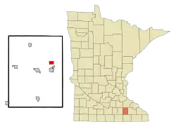 Location of Mantorville, Minnesota