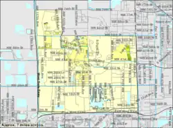 U.S. Census Bureau map showing the former CDP limits