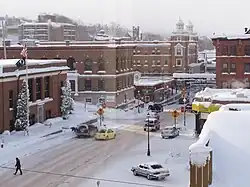 Winter in Houghton, Michigan. The post office can be seen at the left.