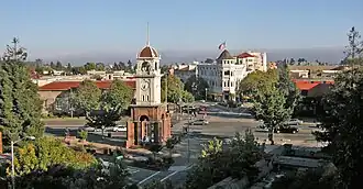 The "Town Clock" tower at the head of Pacific Avenue