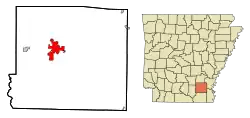 Location in Drew County and the state of آرکانزاس