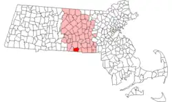 Location in Worcester County in Massachusetts
