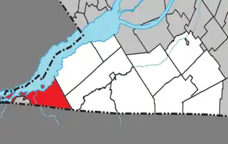 Location within Le Haut-Saint-Laurent Regional County Municipality.