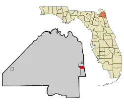 Location in Duval County and the state of فلوریدا