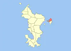 Location of the commune (in red) within Mayotte