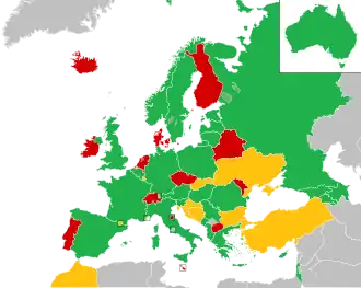 A coloured map of the countries of Europe