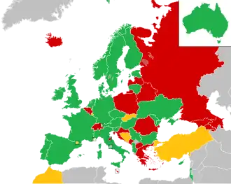 A coloured map of the countries of Europe