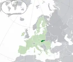 Map showing Slovakia in Europe