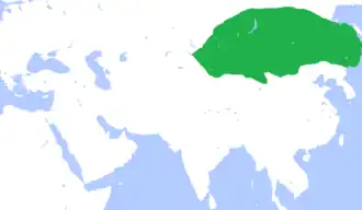 اوج گستردگی خاقانات ترک شرقی(احتمالا به ساحل اقیانوس آرام نرسیدند)