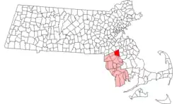 Location in Bristol County in Massachusetts