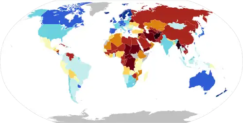 The 2024 The Economist Democracy Index map