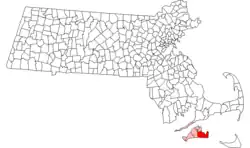 Location in Dukes County in Massachusetts