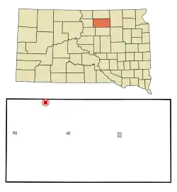 Location in Edmunds County and the state of داکوتای جنوبی