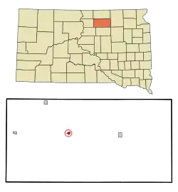 Location in Edmunds County and the state of داکوتای جنوبی