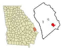 Location in Effingham County and the state of جورجیا