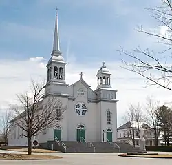 View of Courcelles' Catholic Church.