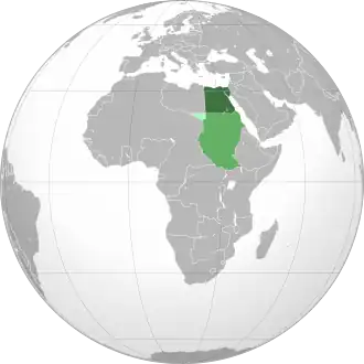 سبز: سلطنت مصرسبز روشن: سودان مصر و بریتانیاسبز روشن‌تر:در سال ۱۹۱۹ به لیبی ایتالیا الحاق شد.