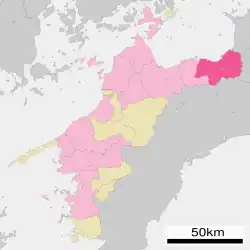 موقعیت Shikokuchūō در استان اهیمه