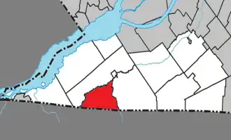 Location within Le Haut-Saint-Laurent Regional County Municipality.