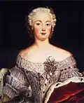پرتره Elisabeth Christine of Brunswick-Wolfenbüttel-Bevern به همراه سنجاق سینه، دهه ۱۷۴۰