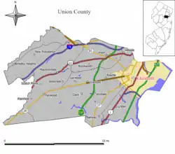 Map of Elizabeth in Union County(click image to enlarge; also see: state map)
