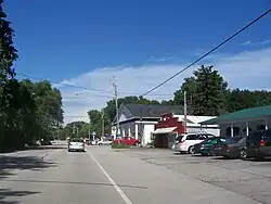 Looking north at downtown Ellison Bay on WIS 42