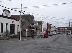 Main street in Englehart. The ONR train station is visible at the end of the street.