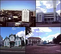 بالا چپ:View of downtown Aratiba area, بالا راست: Erechin Cathedral, پایین چپ: Castelinho native house in Alemanda street, پایین راست:A fountain in Bandeira Square, near Tiradentes Avenue