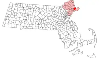 Location in Essex County in Massachusetts