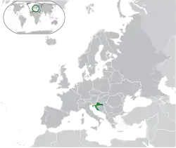 Map showing Croatia in Europe