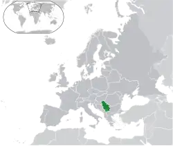 Map showing Serbia in Europe