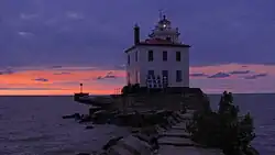 Fairport Harbor West Breakwater Light, Mentor, Ohio viewed from the Mentor Headlands Beach State Park