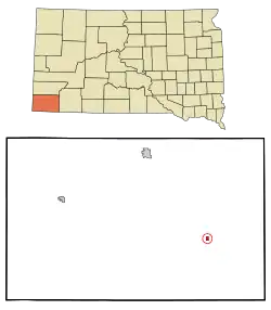 Location in Fall River County and the state of داکوتای جنوبی