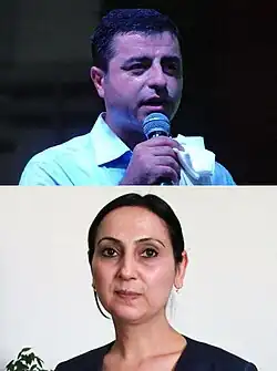 صلاح‌الدین دمیرتاش (بالا) و فیگن یوکسک‌داغ (پایین)