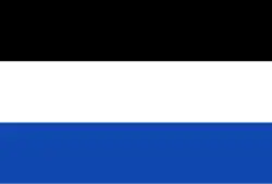 Three horizontal stripes: black above white above blue