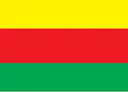 پرچم خودمدیریتی دموکراتیک شمال و شرق سوریه (روژاو) که از سال ۲۰۱۲ به تصویب رسید.