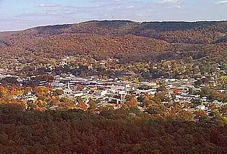 Aerial view of Fort Payne, Alabama(Lookout Mountain in background