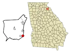 Location in Franklin County and the state of جورجیا